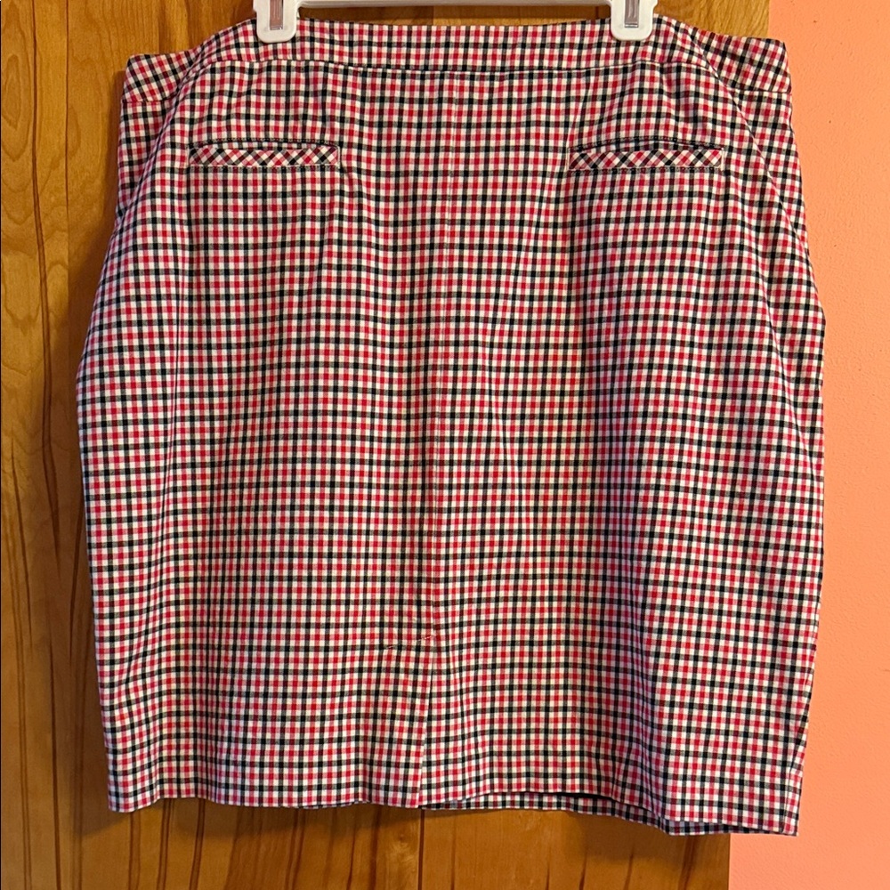 Talbots Red and Black Plaid Pencil Skirt